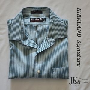 KIRKLAND Signature Men's Dress Shirt Slim Fit Non-Iron Striped
